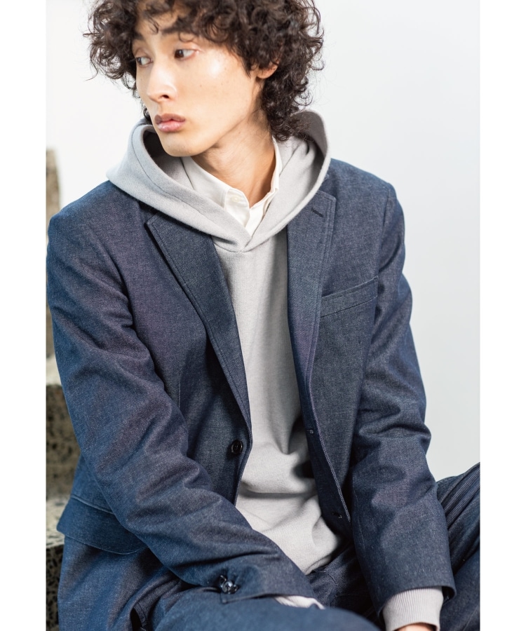 ザ ショップ ティーケー（メンズ）(THE SHOP TK(Men))の【セットアップ対応可/色落ちしにくい】ストレッチデニムジャケット ネイビー(093)