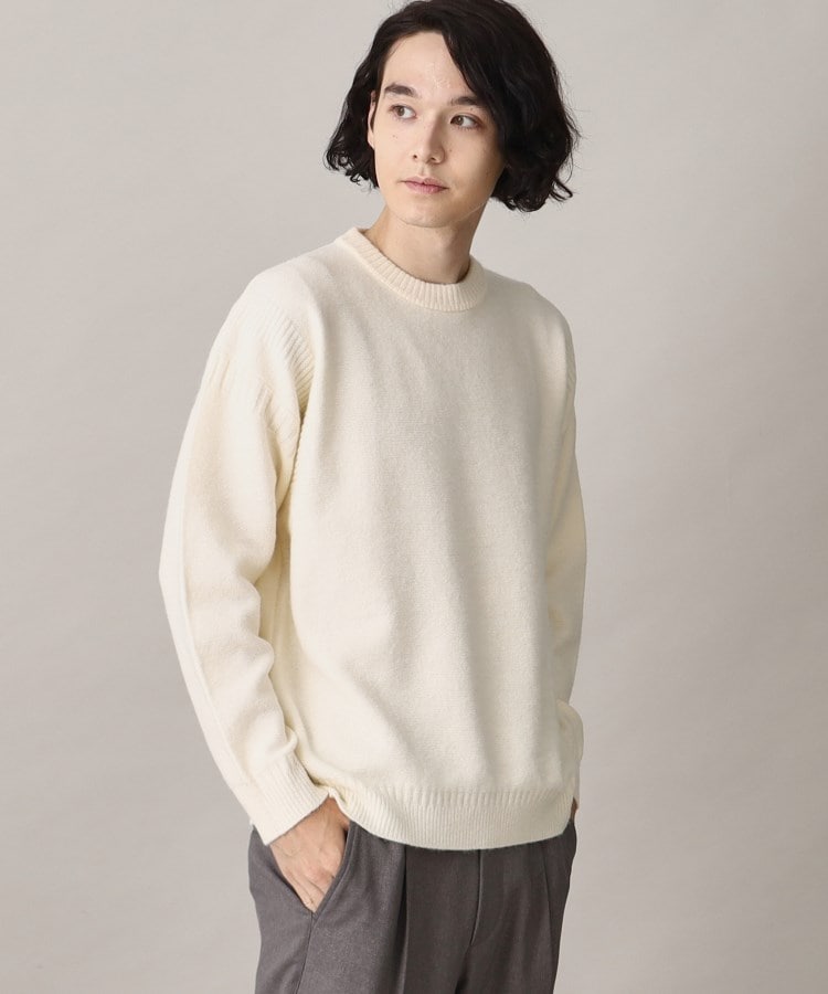 ザ ショップ ティーケー（メンズ）(THE SHOP TK(Men))のキープシェイプガンジーニット オフホワイト(003)