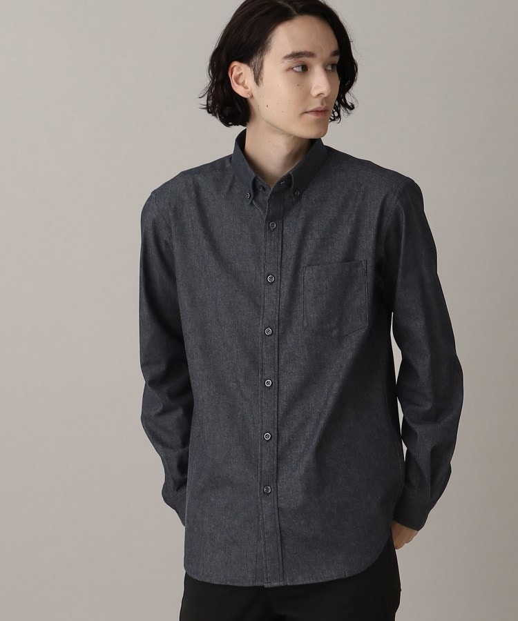 ザ ショップ ティーケー（メンズ）(THE SHOP TK(Men))の【色落ちしにくいデニム】エバーデニムボタンダウンシャツ ネイビー(093)