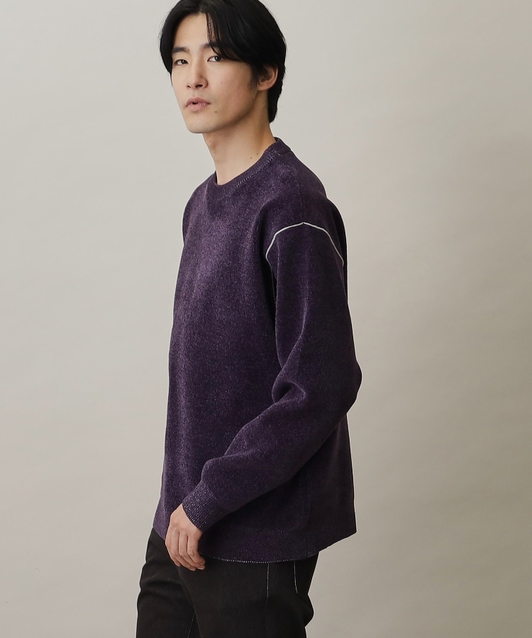 ザ ショップ ティーケー（メンズ）(THE SHOP TK(Men))の配色モールニット/ハグするニットシリーズ ロイヤルパープル(082)