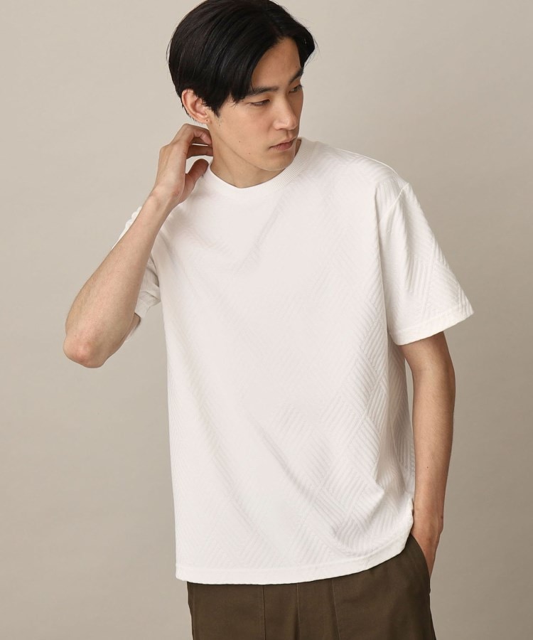 ザ ショップ ティーケー（メンズ）(THE SHOP TK(Men))のリンクスジャガード半袖Tシャツ ホワイト(002)
