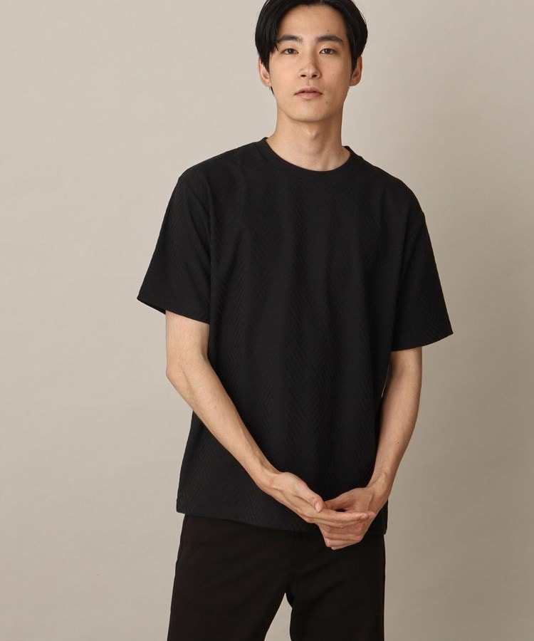 ザ ショップ ティーケー（メンズ）(THE SHOP TK(Men))のリンクスジャガード半袖Tシャツ ブラック(019)