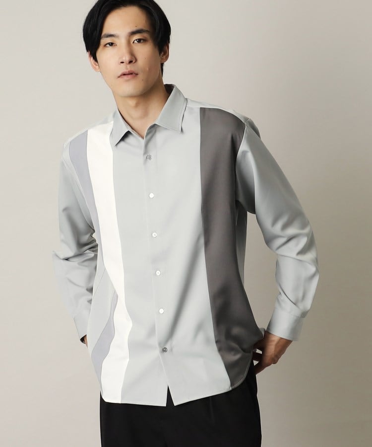 ザ ショップ ティーケー（メンズ）(THE SHOP TK(Men))のTRスウィッチングシャツ ライトグレー(511)