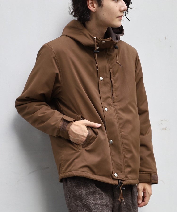 ザ ショップ ティーケー（メンズ）(THE SHOP TK(Men))の軽量中綿カルゼフードブルゾン ブラウン(042)