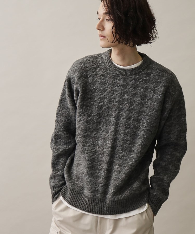 ザ ショップ ティーケー（メンズ）(THE SHOP TK(Men))のスラウチプルオーバー/ハグするニットシリーズ チャコールグレー(613)