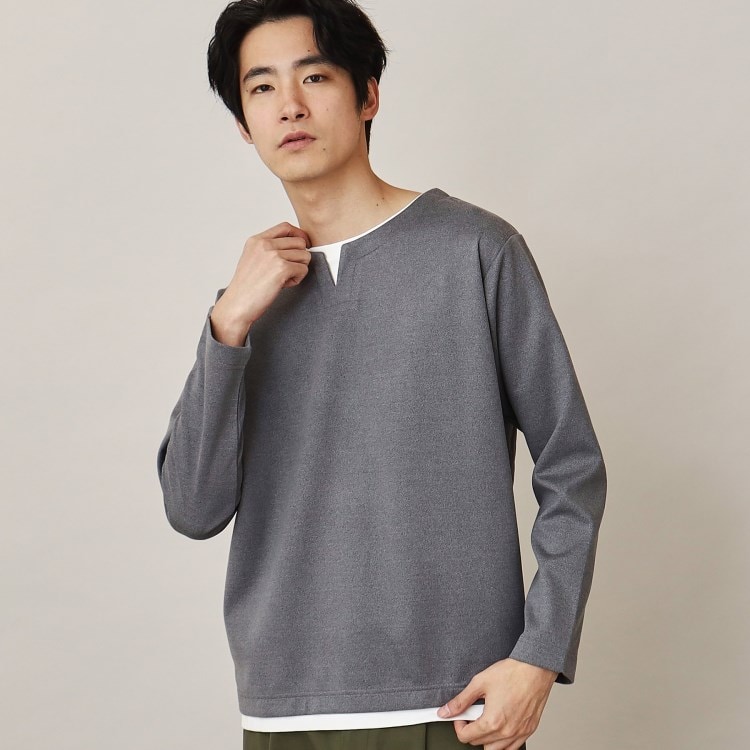 ザ ショップ ティーケー（メンズ）(THE SHOP TK(Men))のスウェードタッチキーネックTシャツ カットソー