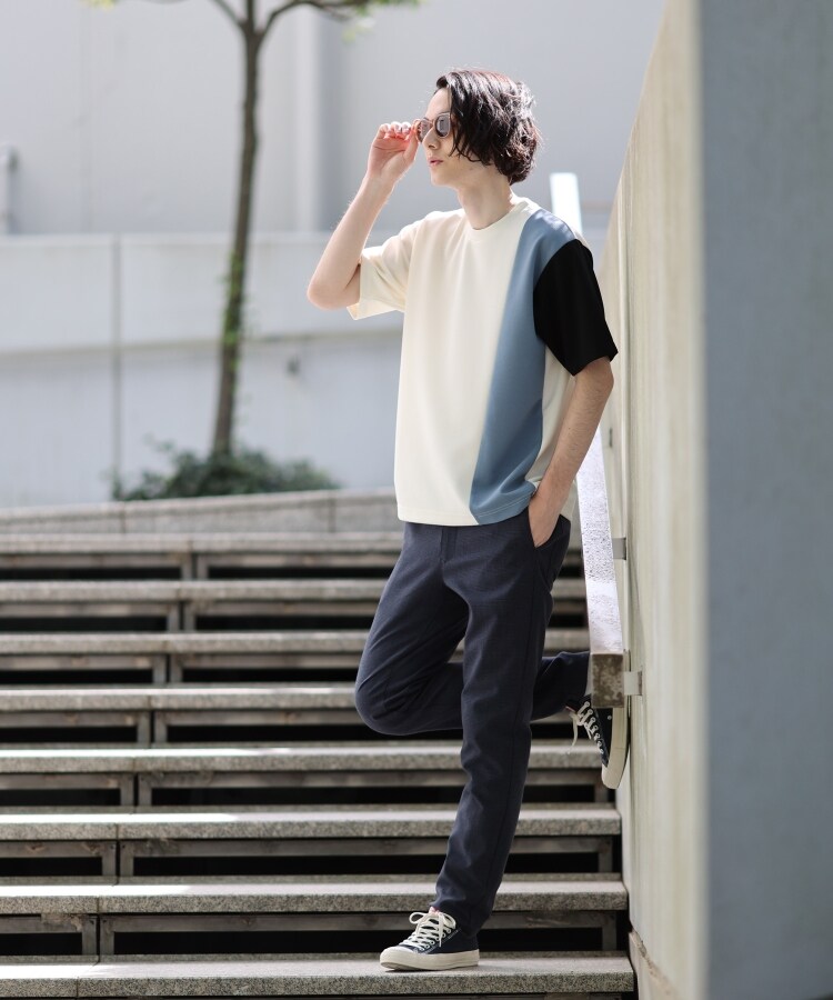 ザ ショップ ティーケー（メンズ）(THE SHOP TK(Men))の【ON⇔OFF対応/360°ストレッチ】杢ヘリンボンテーパード7DAYSパンツ/7DAYS PANTS1