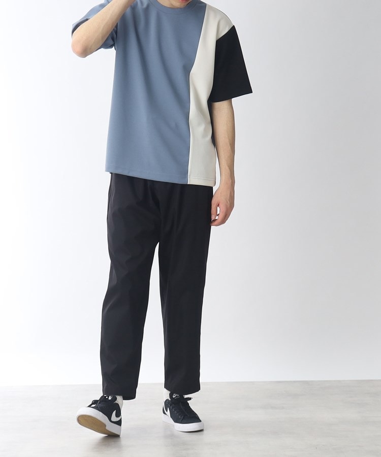 ザ ショップ ティーケー（メンズ）(THE SHOP TK(Men))の【サラッとした肌触り/洗える】ドライタッチ梨地ブロッキングTシャツ45