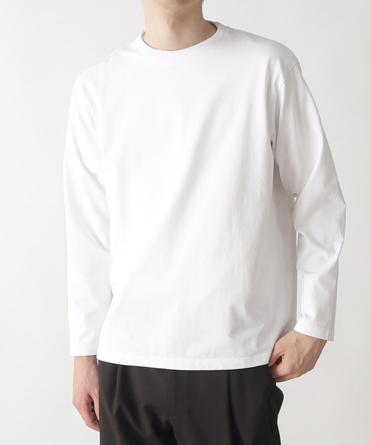 ザ ショップ ティーケー（メンズ）(THE SHOP TK(Men))の【洗濯してもヘタレにくい】ロングスリーブジャケットTシャツ ホワイト(002)