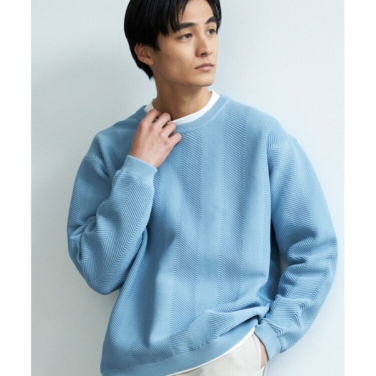 ザ ショップ ティーケー（メンズ）(THE SHOP TK(Men))の【ニット＋ロンT セットアイテム】ポリニットヘリンボンプルオーバー ニット/セーター