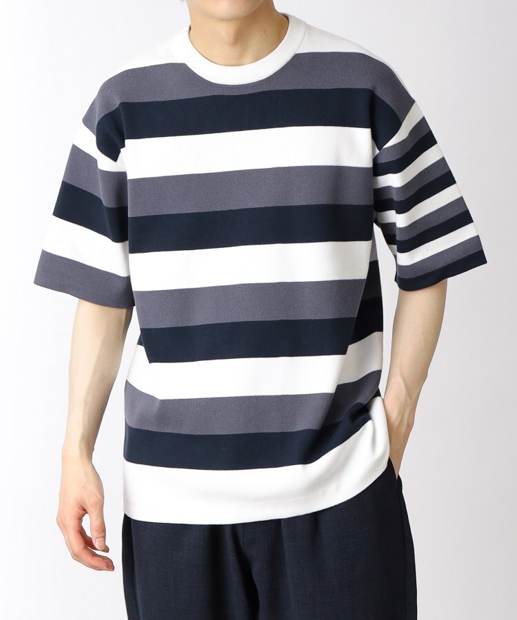 ザ ショップ ティーケー（メンズ）(THE SHOP TK(Men))のマルチボーダー半袖ニットTシャツ14