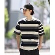 ザ ショップ ティーケー（メンズ）(THE SHOP TK(Men))のマルチボーダー半袖ニットTシャツ ネイビー(393)