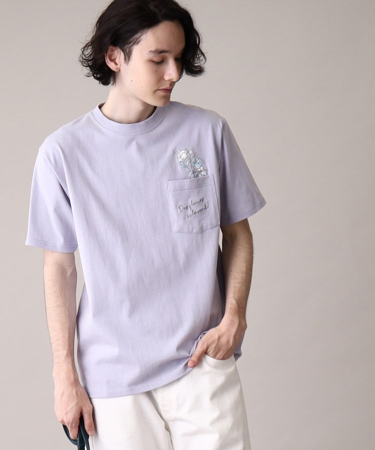 ザ ショップ ティーケー（メンズ）(THE SHOP TK(Men))の【ユニセックスでオススメ】フラワーポケット刺繍TEE パープル(180)