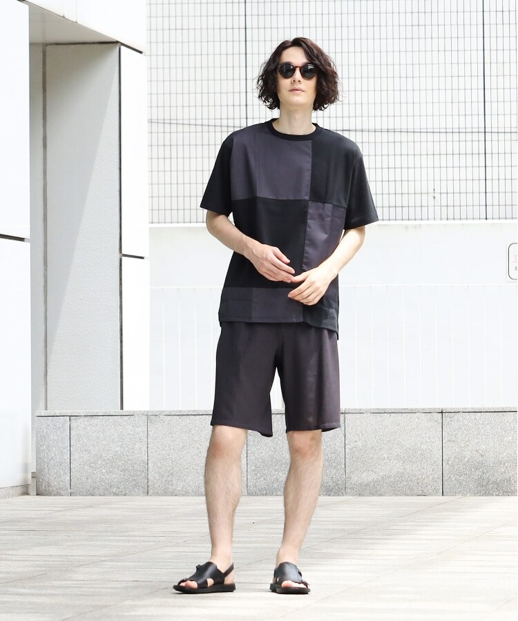 ザ ショップ ティーケー（メンズ）(THE SHOP TK(Men))の異素材スクエアパネルブロッキングTシャツ2