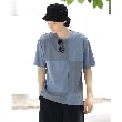 ザ ショップ ティーケー（メンズ）(THE SHOP TK(Men))の異素材スクエアパネルブロッキングTシャツ ブルー(092)