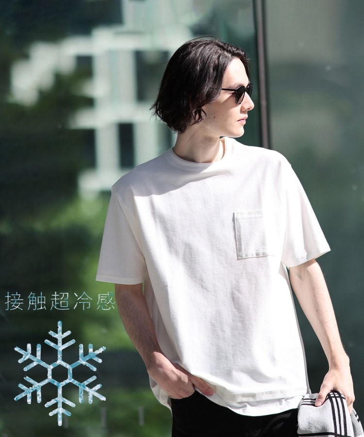 ザ ショップ ティーケー（メンズ）(THE SHOP TK(Men))の超冷感フェイクレイヤードTシャツ オフホワイト(003)