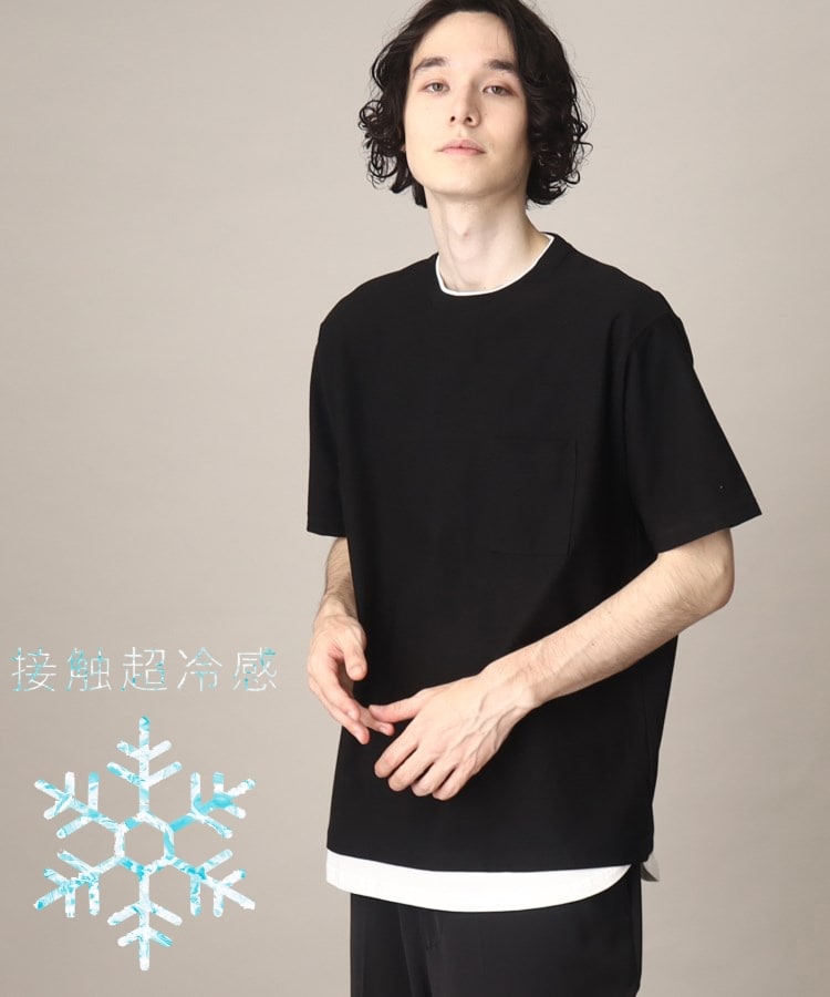 ザ ショップ ティーケー（メンズ）(THE SHOP TK(Men))の超冷感フェイクレイヤードTシャツ ブラック(019)