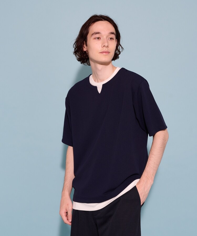 ザ ショップ ティーケー（メンズ）(THE SHOP TK(Men))の【洗濯機洗い可】ドライタッチ梨地キーネックTシャツ12