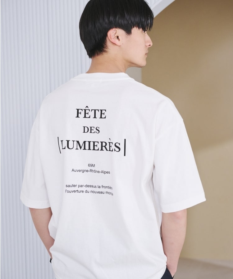 ザ ショップ ティーケー（メンズ）(THE SHOP TK(Men))の【ユニセックスでオススメ】Parisフォト/ロゴTシャツ オフホワイト(103)