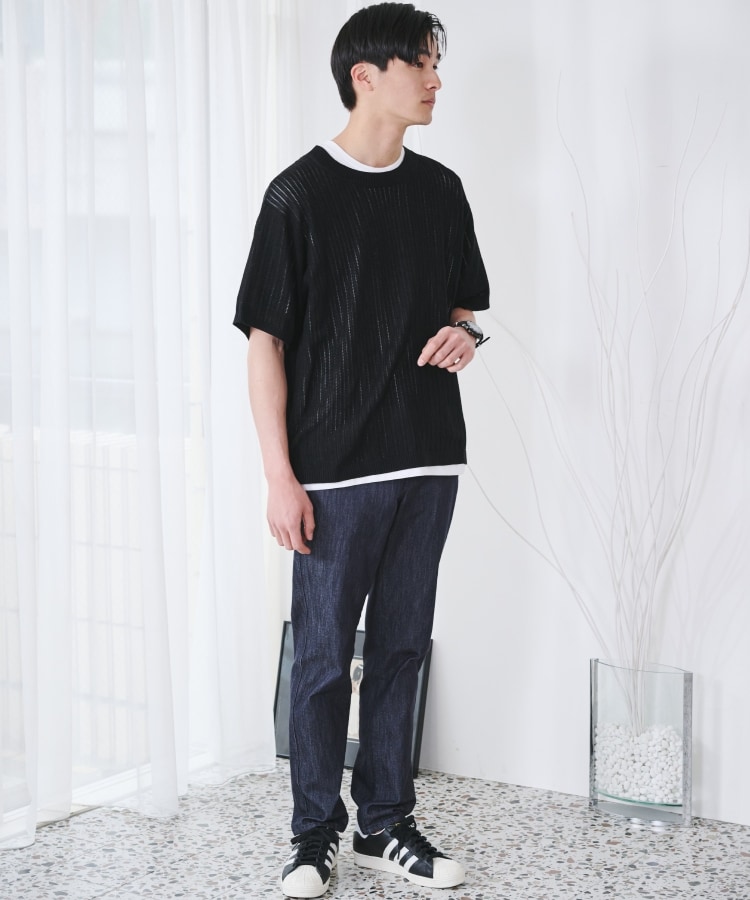 ザ ショップ ティーケー（メンズ）(THE SHOP TK(Men))の【2枚セットアイテム】シアーメッシュニット＋半袖Ｔシャツアンサンブル1