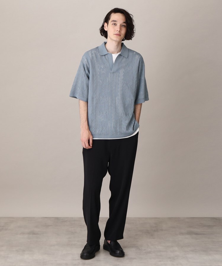 ザ ショップ ティーケー（メンズ）(THE SHOP TK(Men))の【2枚セットアイテム】シアーメッシュニットポロ＋半袖Ｔシャツアンサンブル33