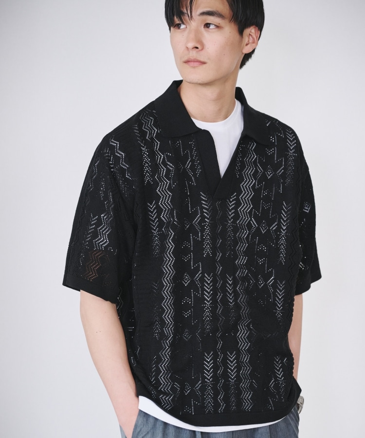 ザ ショップ ティーケー（メンズ）(THE SHOP TK(Men))の【2枚セットアイテム】シアーメッシュニットポロ＋半袖Ｔシャツアンサンブル3