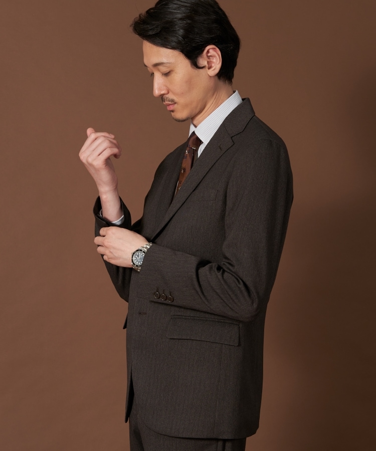 ザ ショップ ティーケー（メンズ）(THE SHOP TK(Men))のAVANTウーリーヘリンボンジャケット【セットアップ可/ビジネス対応/洗える/ストレッチ素材/シワになりにくい】1