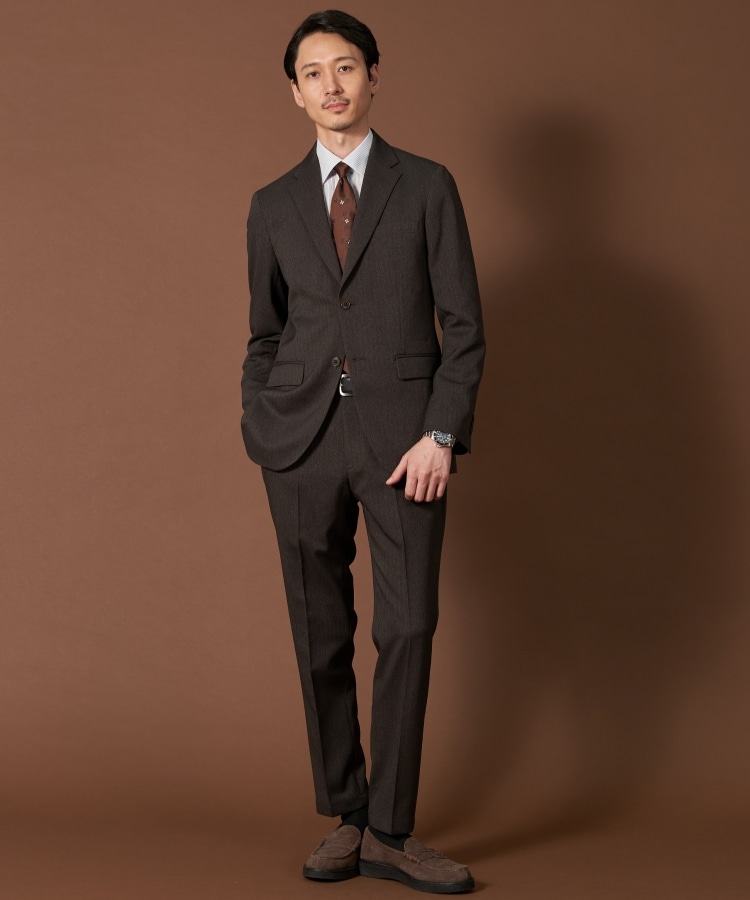 ザ ショップ ティーケー（メンズ）(THE SHOP TK(Men))のAVANTウーリーヘリンボンスラックス【セットアップ可/ビジネス対応/洗える/ストレッチ素材/シワになりにくい】1
