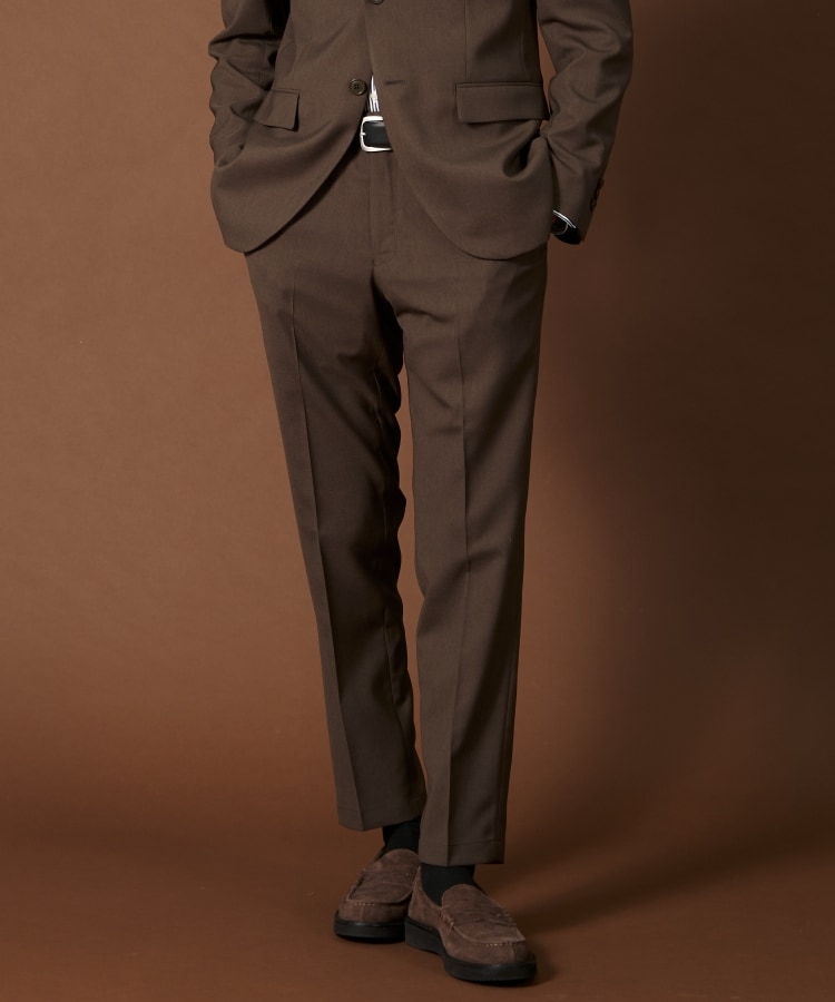ザ ショップ ティーケー（メンズ）(THE SHOP TK(Men))のAVANTドライツイルスラックス【セットアップ可/ビジネス対応/洗える/ストレッチ素材/シワになりにくい】 ブラウン(043)