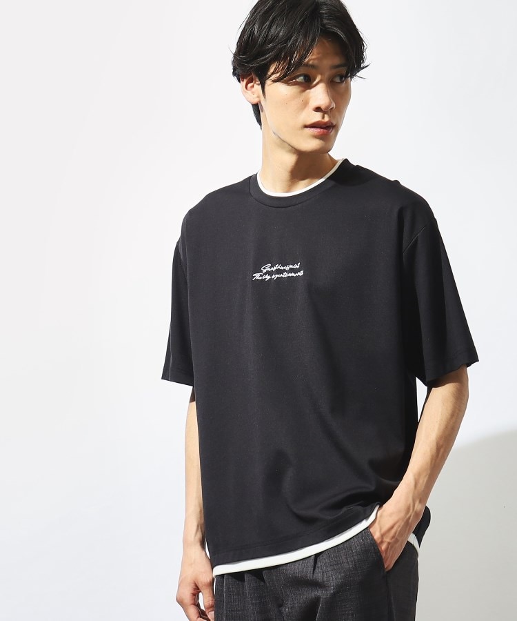 ザ ショップ ティーケー（メンズ）(THE SHOP TK(Men))の【接触冷感】ポンチフェイクレイヤードTシャツ ブラック(019)