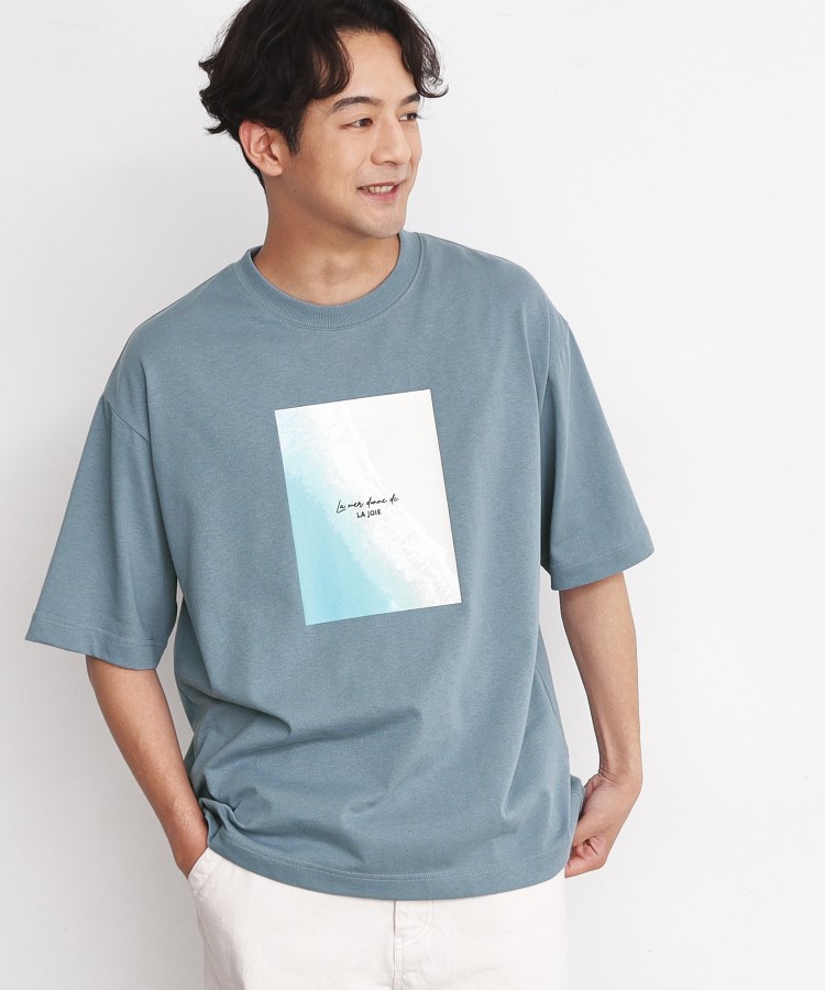 ザ ショップ ティーケー（メンズ）(THE SHOP TK(Men))の【ご好評につきシリーズ第2弾が登場！】FRESH NATUREデザイン刺繍Tシャツ ブルー(091)