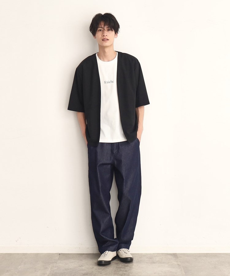 ザ ショップ ティーケー（メンズ）(THE SHOP TK(Men))の【インナー×五分袖カーデ セットアイテム】梨地ハーフスリーブカーディガン×ライトパーフェクティー16