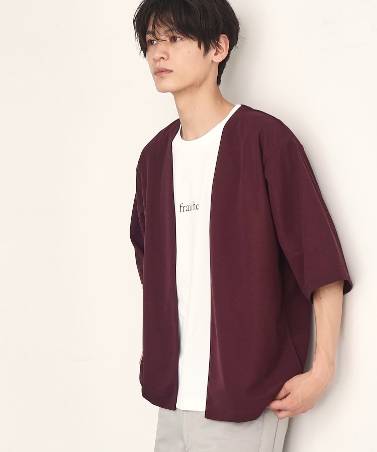 ザ ショップ ティーケー（メンズ）(THE SHOP TK(Men))の【インナー×五分袖カーデ セットアイテム】梨地ハーフスリーブカーディガン×ライトパーフェクティー20