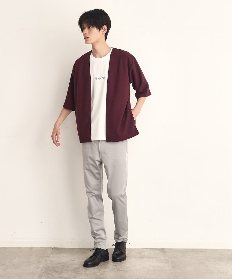ザ ショップ ティーケー（メンズ）(THE SHOP TK(Men))の【インナー×五分袖カーデ セットアイテム】梨地ハーフスリーブカーディガン×ライトパーフェクティー21