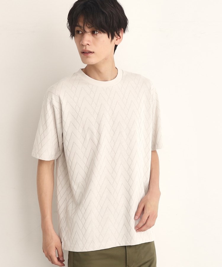 ザ ショップ ティーケー（メンズ）(THE SHOP TK(Men))のジオメトリックリンクス半袖Tシャツ ベージュ(052)