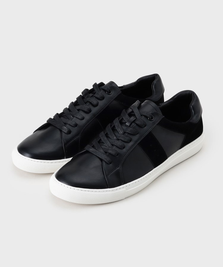 ザ ショップ ティーケー（メンズ）(THE SHOP TK(Men))のフェイクレザーシューレーススニーカー ブラック(519)