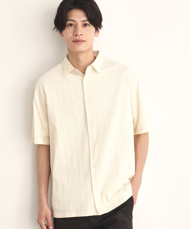 ザ ショップ ティーケー（メンズ）(THE SHOP TK(Men))のコットンレース半袖シャツ アイボリー(004)