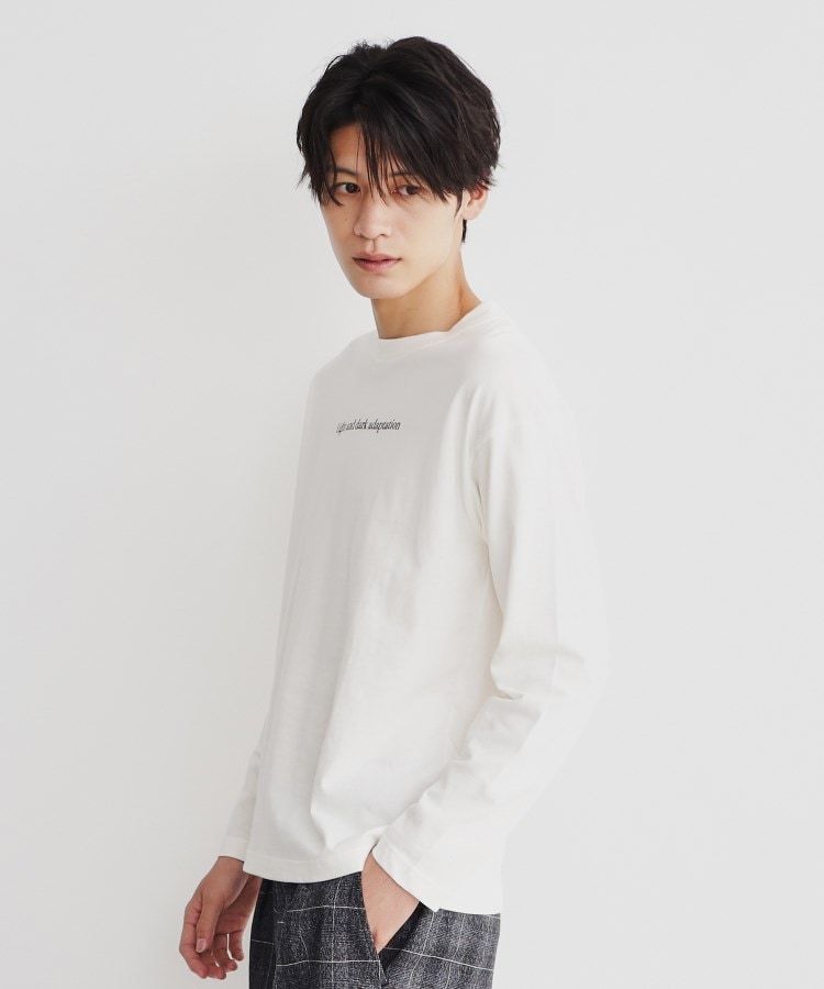 グラフィック ミルキーホワイト コットンTシャツ オーガニックGIZA 80/2天竺 / コンフォートフィットTee, White