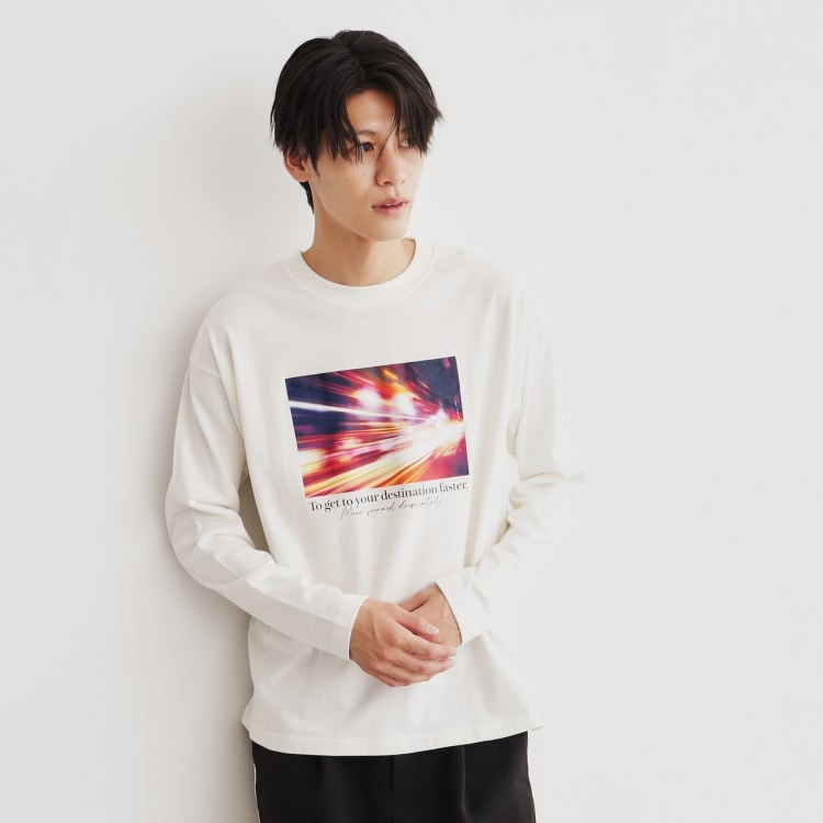 ザ ショップ ティーケー（メンズ）(THE SHOP TK(Men))のオーガビッツグラフィックプリント長袖Tシャツ 親子リンク/コットン100％/マシンウォッシャブル Ｔシャツ