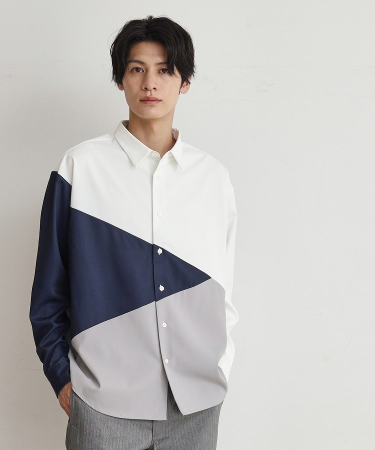ザ ショップ ティーケー（メンズ）(THE SHOP TK(Men))の【8色展開】アソートデザインシャツ オフホワイト(503)