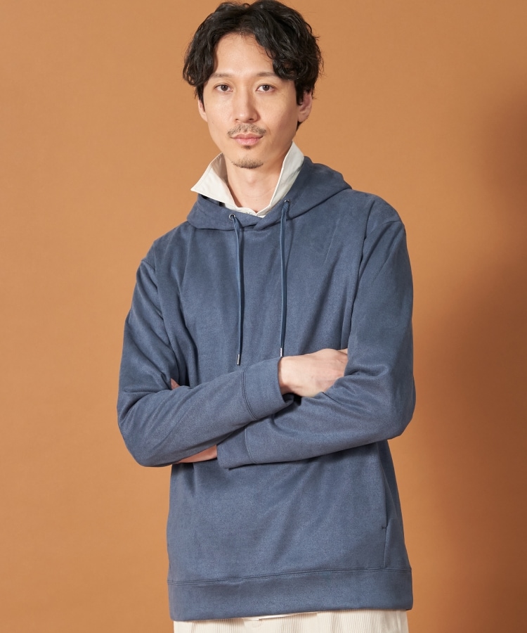ザ ショップ ティーケー（メンズ）(THE SHOP TK(Men))の杢スウェードタッチパーカー ネイビー(094)