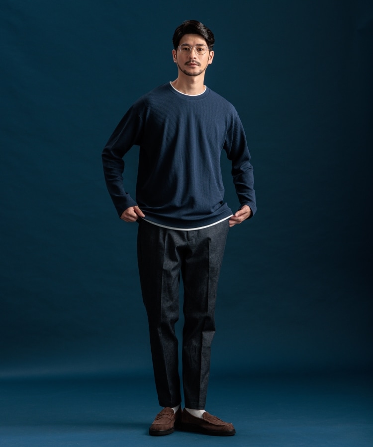ザ ショップ ティーケー（メンズ）(THE SHOP TK(Men))の杢ふくれフェイクレイヤードプルオーバー3