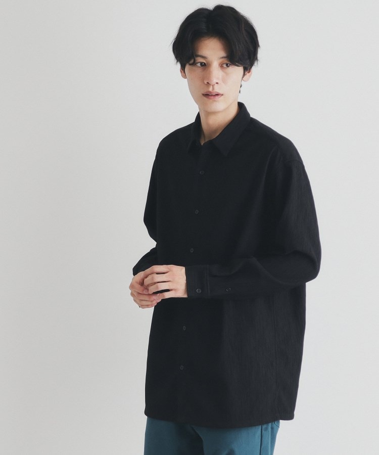 ザ ショップ ティーケー（メンズ）(THE SHOP TK(Men))のリラックスシルエット楊柳シャツ ブラック(019)