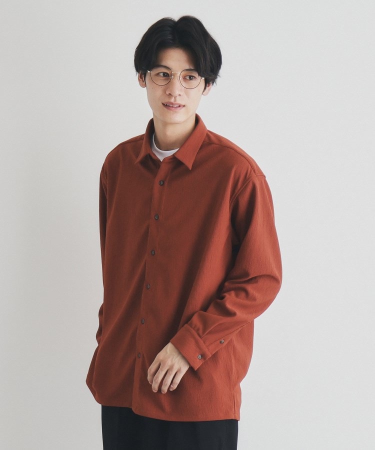 ザ ショップ ティーケー（メンズ）(THE SHOP TK(Men))のリラックスシルエット楊柳シャツ オレンジ(069)