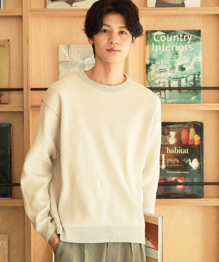ザ ショップ ティーケー（メンズ）(THE SHOP TK(Men))の【ハグするニット】モールニットクルーネック　親子リンク/ユニセックス オフホワイト(003)