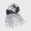 ザ ショップ ティーケー（メンズ）(THE SHOP TK(Men))のウールブロックチェックシングルマフラー ユニセックス チャコールグレー(214)