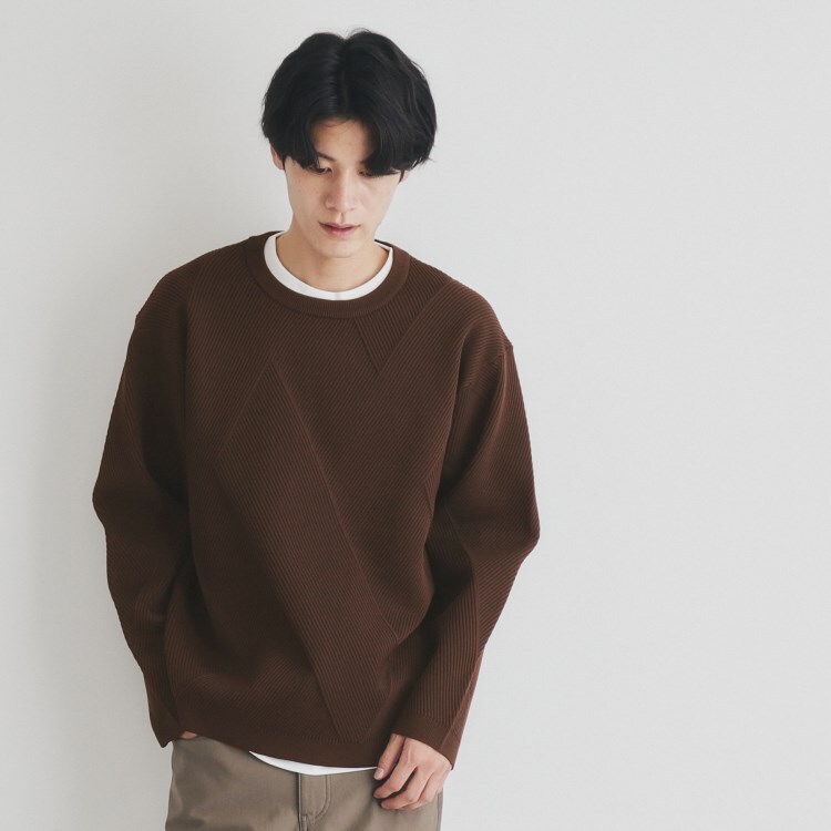 ザ ショップ ティーケー（メンズ）(THE SHOP TK(Men))の【クルーネックニット＋ロンTセットアイテム】ダイヤパネルアンサンブル ニット/セーター