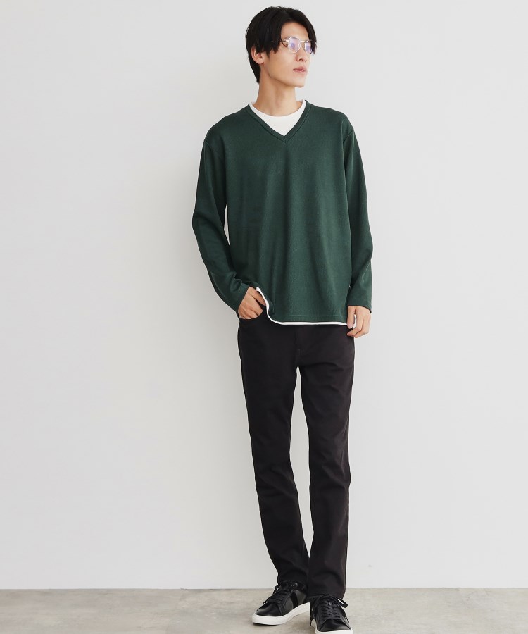 ザ ショップ ティーケー（メンズ）(THE SHOP TK(Men))の畦編みフェイクレイヤードVネック長袖Tシャツ9