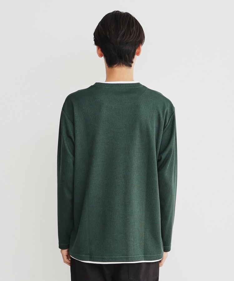 畦編みフェイクレイヤードVネック長袖Tシャツ(カットソー 畦編みフェイクレイヤードVネック長袖Tシャツ(カットソー