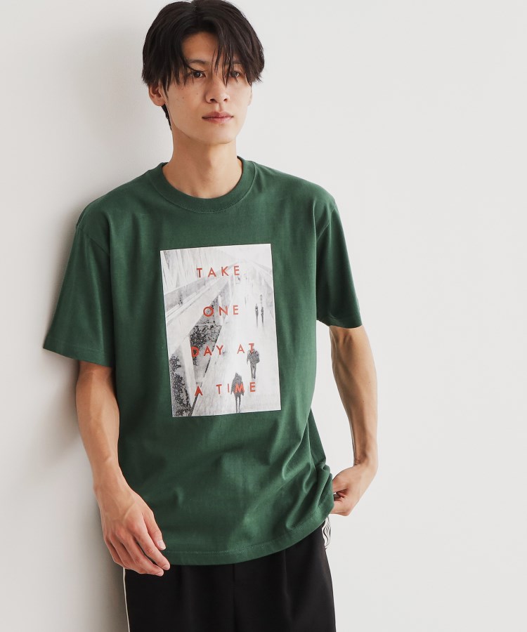 ザ ショップ ティーケー（メンズ）(THE SHOP TK(Men))のプリントアソート半袖Tシャツ グリーン(024)